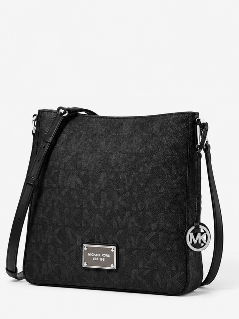 Michael Kors Black Logo Crossbody with MK Charm